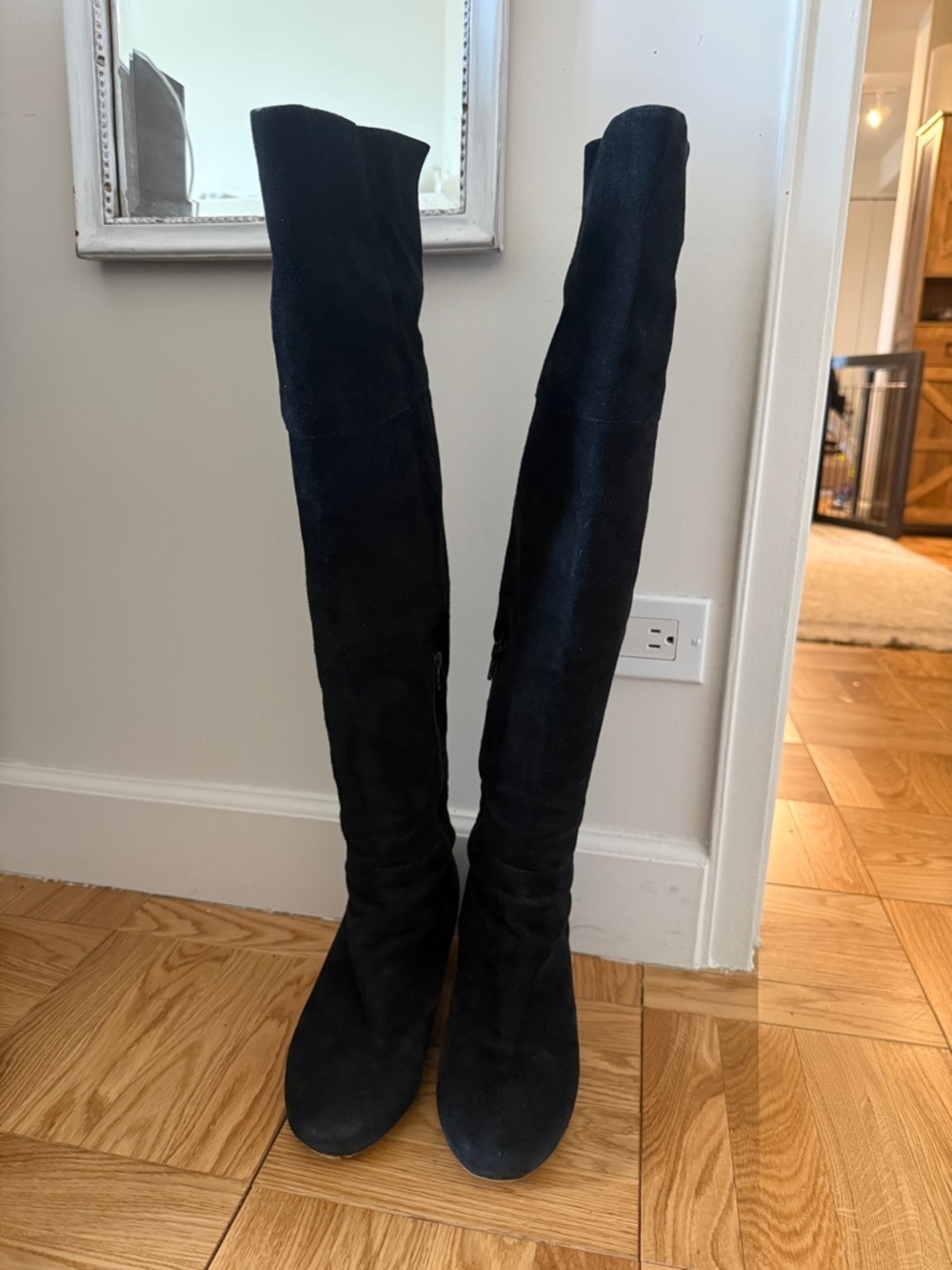 Dune London Black Over-the-Knee Suede Boots